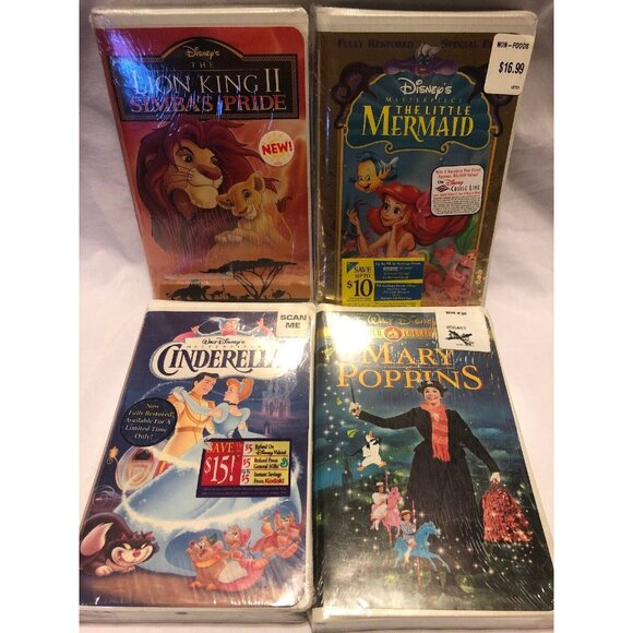 Disney Other - Disney VHS Lot The Lion King II Cinderella Little Mermaid Mary Poppins Sealed